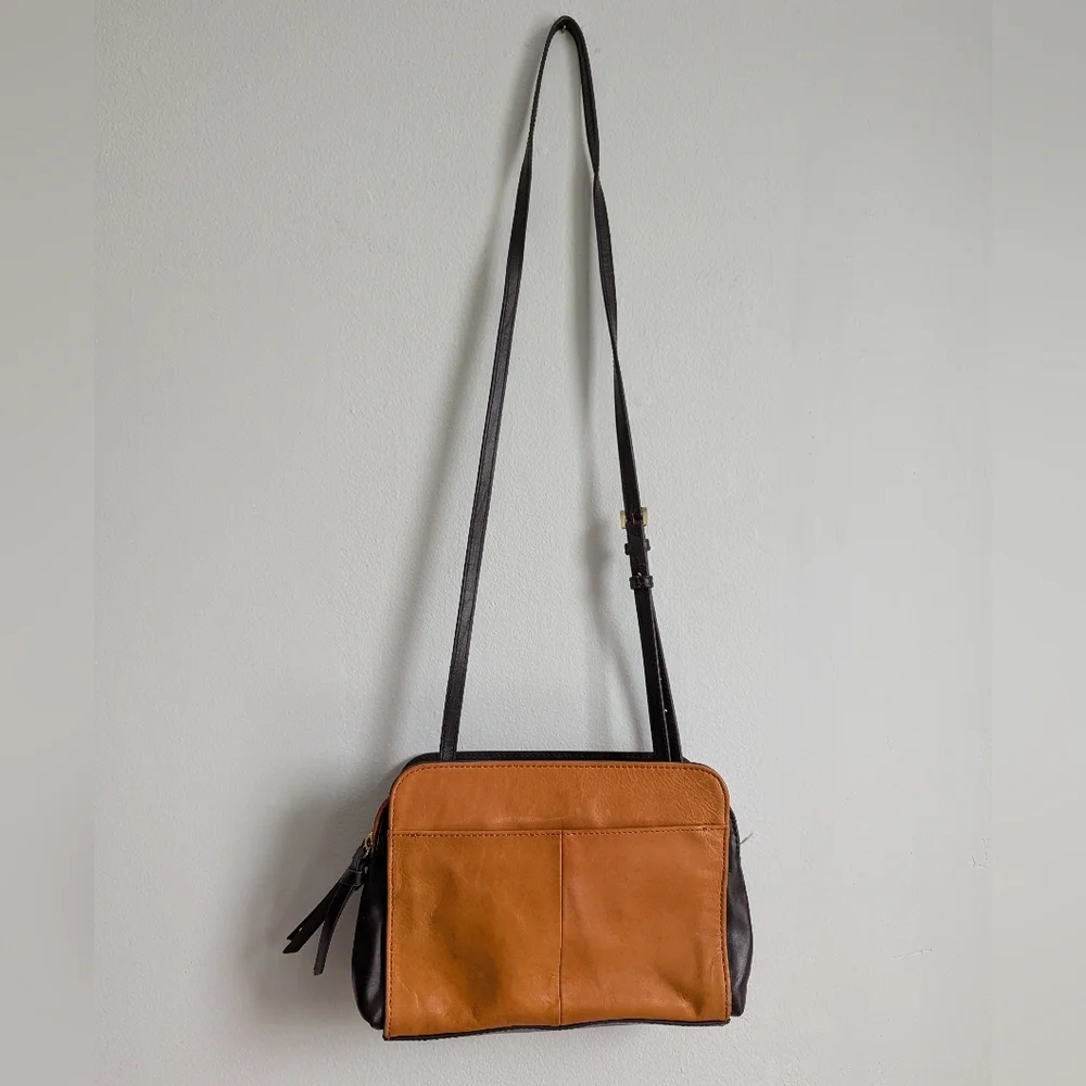 Tignanello Vintage Leather Mojave Crossbody Handbag Orange & Brown Studded